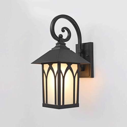 1つのe27ベースを備えた壁照明器具最大100wアルミニウム壁ライト屋外壁ランタン防水壁取り付け用燭台ライト 透明ガラスシェードブラック 大人気