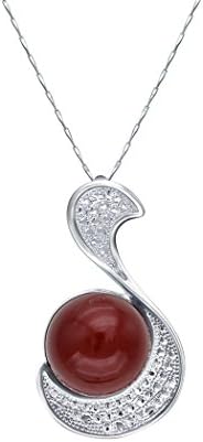 Womens Sterling Silver Diamond Studded Swan Pendant Necklace