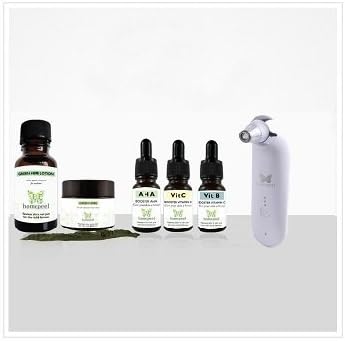 Skin Brightening Pack - Green Herb Skin Peel Kit, AHA Serum, Vitamin C Booster, Vitamin B Serums, Microdermabrasion Machine Kit