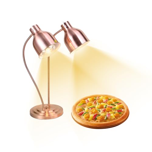 Kitchen Heated Lamp, 250W Infrared Lamp, Dual Head Autonomous Lamp for Buffet, Dining Room, Commercial Hotel, Food Keeping Warm (Rose Gold)