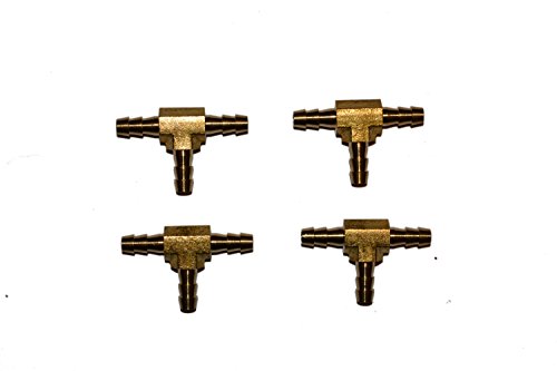 Brass Hose Barb Tee 1/4 inch (SET OF FOUR)
