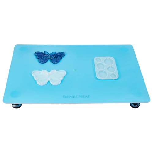 BENECREAT Leveling Table for Resin, 15.7x11.8 Inch Acrylic Adjustable Resin Leveling Table with Rubber Mat, Multipurpose Acrylic Pouring Tool for Resin Molds Accessories Paint Projects