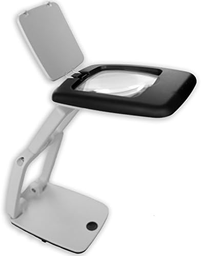iMagniphy 3X Pocket + Desk Magnifying Glass with 9 LED Lights. Best Magnifier for Travellers, Seniors, Jewellers &amp; Students Who Need A Hands Free Magnifier. USB Plug Included. Color Grey/White