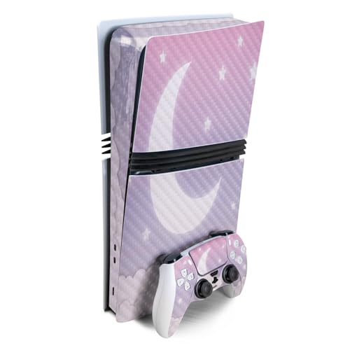 Carbon Fiber Gaming Skin Compatible with Sony PlayStation 5 PS5 Pro Bundle - Ba…