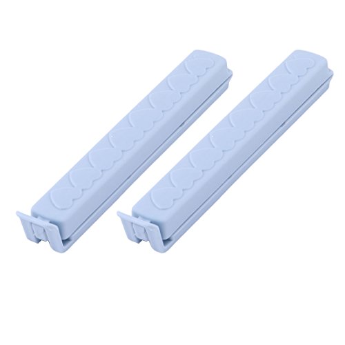 uxcell Plastic Heart Pattern School Dorm Food Snack Beans Bag Sealer Seal Clip Clamp 2 Pcs Blue