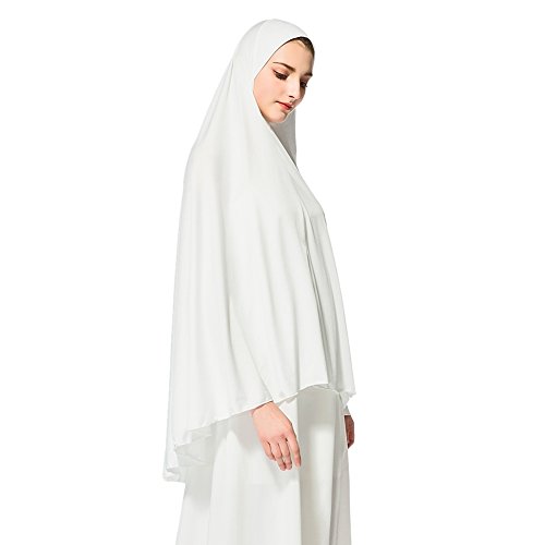 Zhengpin Women's Muslim Ramadan Soft Lightweight Jersey Hijab Long style Scarf (White, XL)