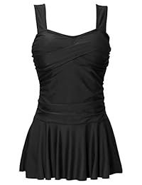 AONTUS Trajes de baño de una pieza de talla grande para mujer con control de barriga y faldas