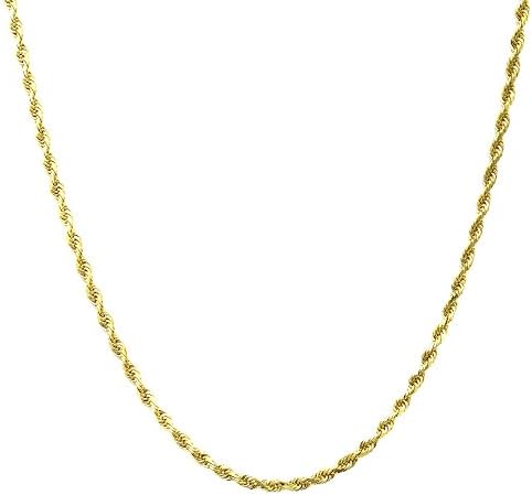 14K Solid Gold 2MM Diamond Cut Rope Chain Necklace Unisex Sizes 16"-30" (18)