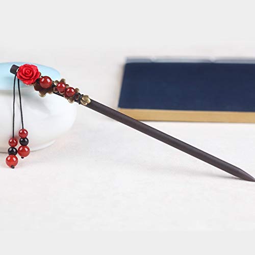 MonLiya Wooden Hair Pin Chinese Hair Sticks Pin Hairpin with Tassel Pearls Dangle Retro for Women Girls Long Hair Styling - Thumbnail 4