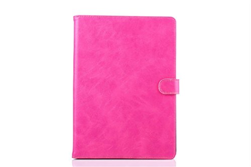 Apple Ipad Air 2 Case Borch Fashion Luxury Oil Wax Crazy Horse Leather Multi-function Protective Leather Light-weight Folding Flip Smart Case Cover for for Ipad Air 2 (Rose red)