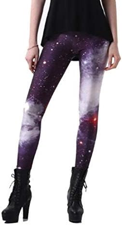 宇宙 柄 コスモ レギンス スパッツ スキニー パンツ レディース ストレッチ ブルー 売れ筋 サイズ Ha1307 フリー 9分丈 ボトムス パープル