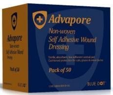 Advapore Fabric Non-Woven Adhesive Wound Dressing 10cm x 10cm (Pack of 50)