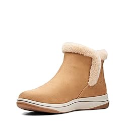 Clarks Women's Breeze Fur Ankle Boot, Tan Textile, 9