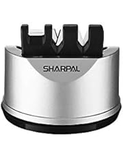 SHARPAL 191H Pocket Kitchen Chef Knife Scissors Sharpener for Straight & Serrated Knives, 3-Stage Knife Sharpening Tool Helps Repair and Restore Blades
