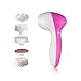Ckeyin 5 in 1 Electric Facial and Body Cleansing Brush/Multi-Function Portable Facial Skin Care Electric Massager/Scrubber with Facial Latex Brush Cosmetic Sponge