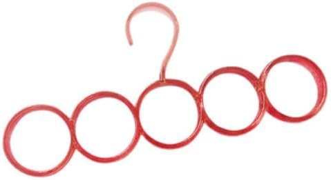 Hangers Closet Towel Drying Hook 5 Rings Hanger Holder Loop Scarf Tie Storage Closet Organiser Plastic Color Red 1 Pcs
