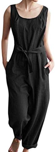 BaZhaHei Women's Jumpsuit Loose Harem Trousers Wide Leg Pants Baggy Playsuits Sleeveless Overalls Dungarees with Cute Pockets Black