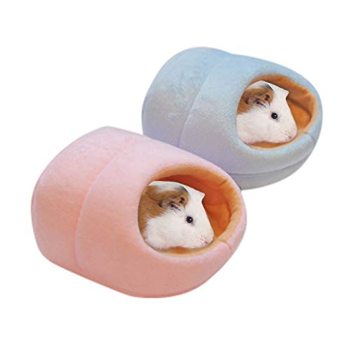 image for Anasu 2Pcs Hamster House Bed, Soft Warm Guinea Pig Bed Pet Small Anima