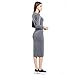 Cotase Women’s Bracelet Sleeve Scoop Neck Classic Bodycon Midi Dress (XL, Dark Grey)