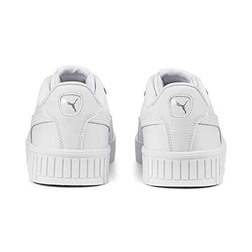PUMA Womens Carina 2.0 Sneaker, PUMA Womens White-PUMA Womens White-PUMA Womens Silver, 7 - Image 2