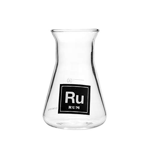 Drink Periodically Set of 6 Laboratory Erlenmeyer Flask Shot Glasses, Clear Glass-2.75oz each