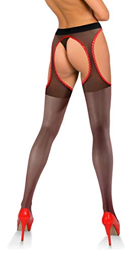 Sesto-Senso-Collant-Cavallo-Aperto-15-den-Bretelle-Calze-per-Reggicalze-Donna-Sexy