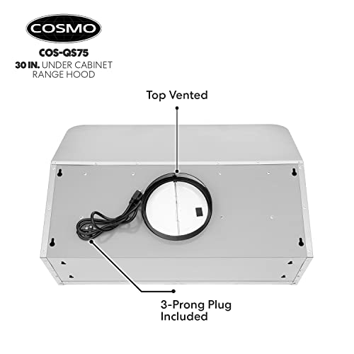 COSMO COSQS75 30 in. Under Range Hood with 500 CFM, Permanent
