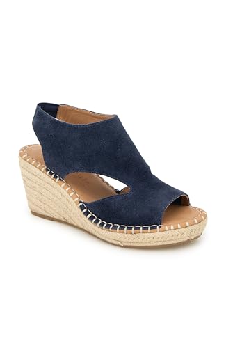 Gentle Souls by Kenneth Cole Women’s Women’s Cody Espadrille Wedge Sandal, Navy Suede, 9.5