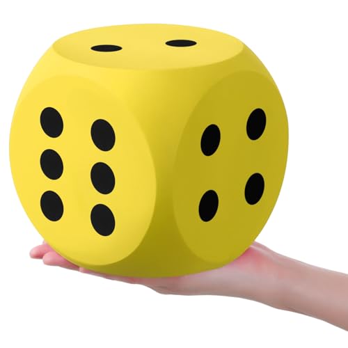 Shappy 6 Inches Foam Dice Fun Filled Large Educational Toy Kawaii Giant Dice Decorative Eva Foam Jumbo Cube Big Square Building Blocks for Game Nights Learning Sessions(Yellow,1 Pc)