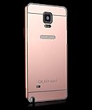 Samsung Note 4 Case,Double-Lin Ultra-thin Luxury Aluminum Metal Mirror PC Back Case Cover for Samsung Galaxy Note 4 N910 (Rose gold)