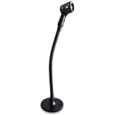 Gooseneck Podium Microphone Mount Stand, 13 inch Flexible Arm with Weighted Base and Clip, Black