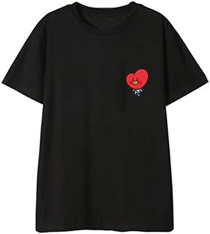 BT21 Shirt, Kpop Home for BTS Bangtan Boys Tshirt BT21 Cartoon v Suga Same Harajuku Short Sleeve Shirt Nighty for Men Women