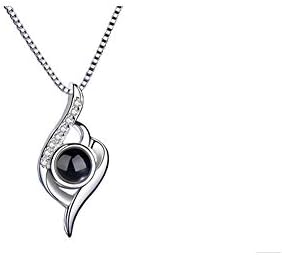 Women Girls Jewellery Woman Girls Necklace Pendant Sterling Silver 100 Languages Necklace I Love You Memory Romantic Love Wedding Necklace Valentine's Day Present for Valentine/Birthday Gift
