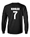 SMARTZONE Soccer Shirt Cristiano Ronaldo Men's Long Sleeve T-Shirt Black Medium