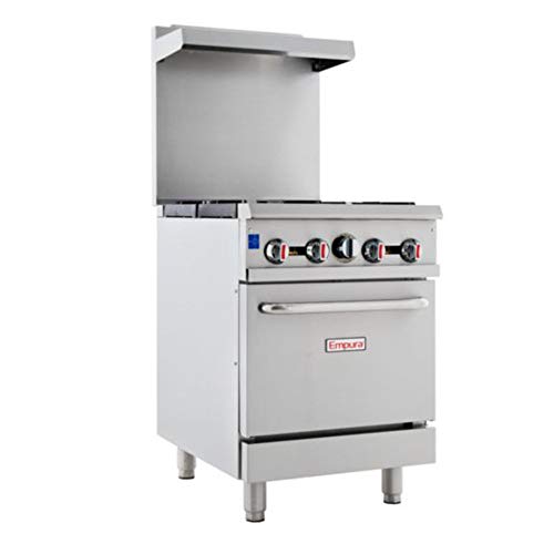 Empura 24" Heavy Duty Stainless Steel Commercial Gas Range With Oven, 4 Burners, 174,000 BTU