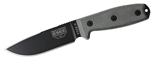 ESEE Knives 4P-CP Sharpened Clip Point Black Blade w/ Coyote Tan sheath