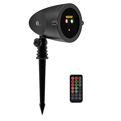 1Byone Aluminum Alloy Outdoor Laser Christmas Lights Projector With Ir Wireless Remote, Red And Green Star Laser Show For Halloween, Christmas, Holiday, Party, Landscape, And Garden Decoration, Black (6970323131610)