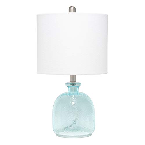 Elegant Designs LT3335-CBL Textured Glass Table Lamp, Clear Blue/White