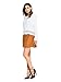 PERSUN Women White Lace Hem Long Sleeve Plain Blouse,Small