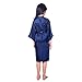 Children's Silk Stain Pure Kimono Dressing Gown Kimono Robes Sleepwear, Navy, 6