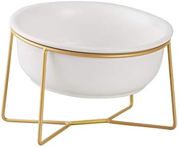 LIONWEI LIONWELI Glass Tilted Elevated Cat Dog Bowl Raised Cat Food Water Bowl Dish Pet Comfort Feeding Bowls with Gold Iron Stand