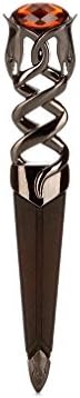Scottish Celtic Serpent Blackened Finish Safety Sgian Dubh with Stone Top