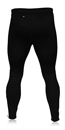 Mens Running Tights, Cycling Pants, Cold Weather Leggings with Zipper Pocket by X31 Sports (Black, Medium)