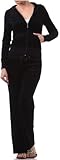 ToBeInStyle Women's Regular Drawstring Pants w/ Hoodie Sweatshirt Velour Set