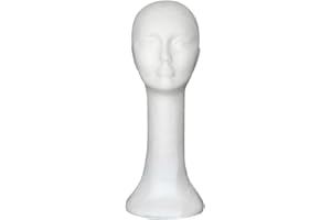 OSKOPWRC Foam Mannequin head for Wigs, 18" Long Neck Foam Female Head Model for Wig/Hat/Glasses Displaying White