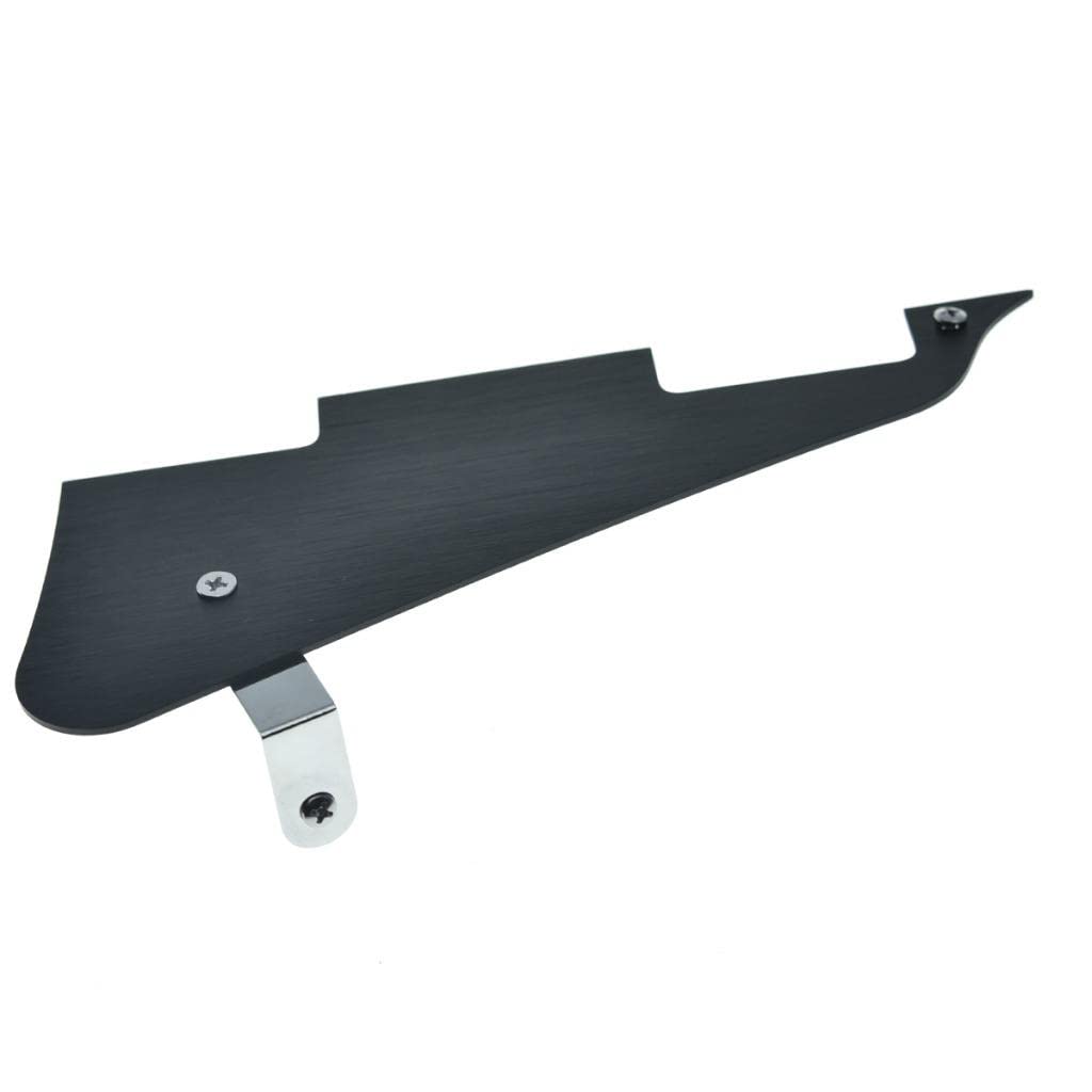 KAISH Metal Black Aluminum Anodized Modern Style LP Guitar Pickguard Scratch Plate with Metal Chrome Bracket Fits Epiphone Les Paul