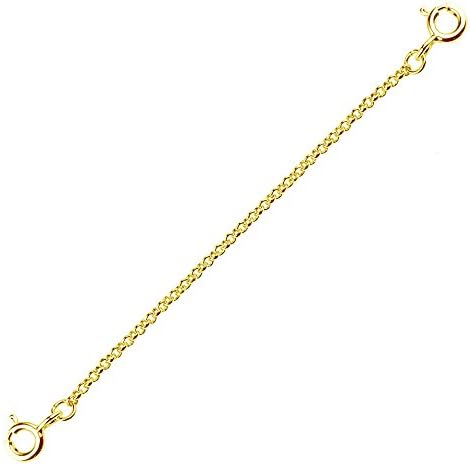 2 Inches 14 K Gold Plated 1mm Very thin Bracelet Necklace Extender Safety Chain Tone Over 925 Sterling Silver Size