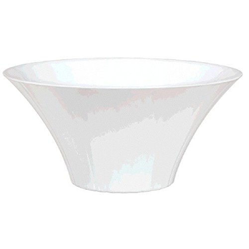 Large Plastic Flared Bowl Color Theme Party Reusable Table Salad Snack and Dessert Serveware and Soup Dishware, White, 70 oz