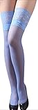 ONEFIT Knee High Opaque Lace Top Stockings Sheer Nylon Pantyhose Skyblue