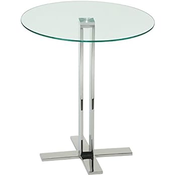 round table chrome end tables glass clear base solen cortesi side occasional modern amazon furniture